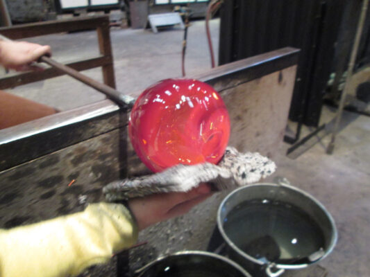 Glass blowing in action